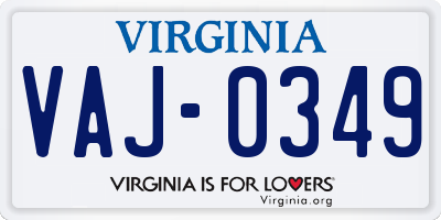 VA license plate VAJ0349