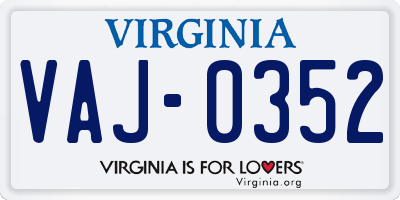 VA license plate VAJ0352