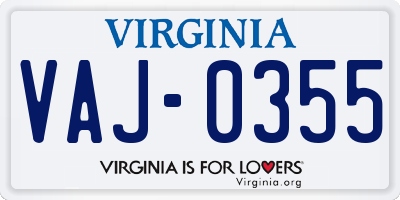 VA license plate VAJ0355