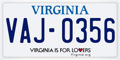 VA license plate VAJ0356