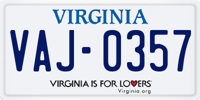 VA license plate VAJ0357