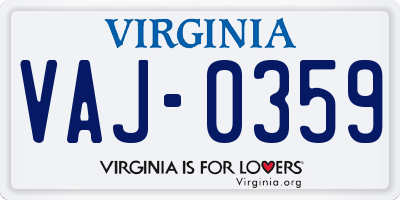 VA license plate VAJ0359