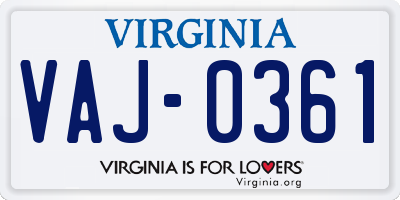 VA license plate VAJ0361