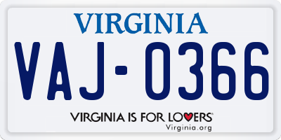 VA license plate VAJ0366