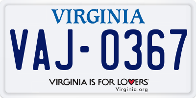 VA license plate VAJ0367