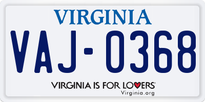 VA license plate VAJ0368
