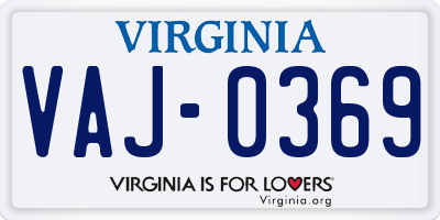 VA license plate VAJ0369