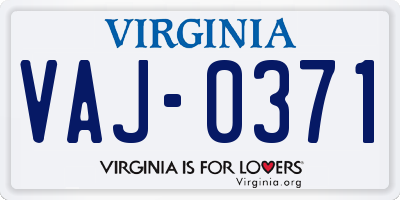 VA license plate VAJ0371