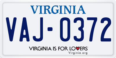 VA license plate VAJ0372