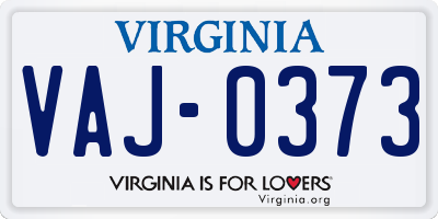VA license plate VAJ0373