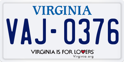 VA license plate VAJ0376