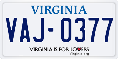 VA license plate VAJ0377
