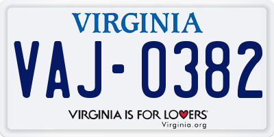 VA license plate VAJ0382