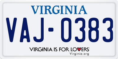 VA license plate VAJ0383