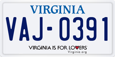 VA license plate VAJ0391