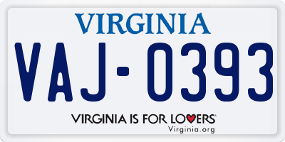 VA license plate VAJ0393