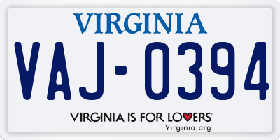 VA license plate VAJ0394