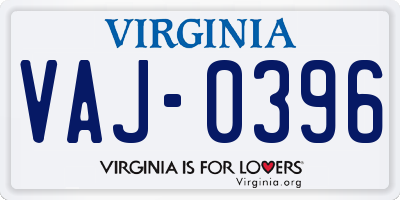 VA license plate VAJ0396
