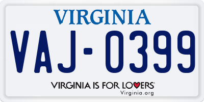 VA license plate VAJ0399
