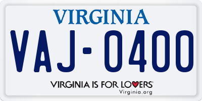 VA license plate VAJ0400