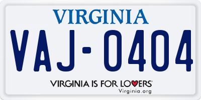 VA license plate VAJ0404