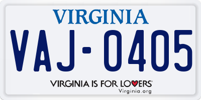 VA license plate VAJ0405