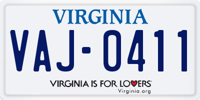 VA license plate VAJ0411