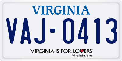 VA license plate VAJ0413