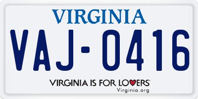 VA license plate VAJ0416