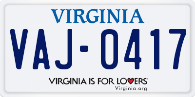 VA license plate VAJ0417