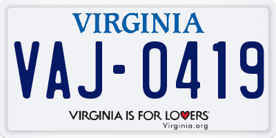 VA license plate VAJ0419
