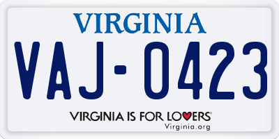 VA license plate VAJ0423