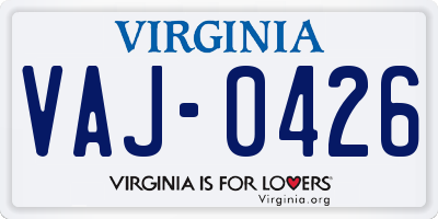 VA license plate VAJ0426