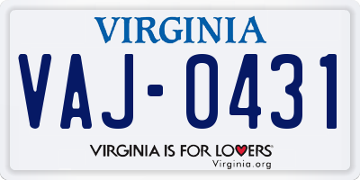 VA license plate VAJ0431