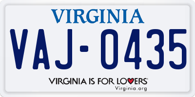 VA license plate VAJ0435