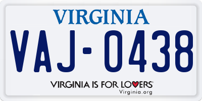 VA license plate VAJ0438