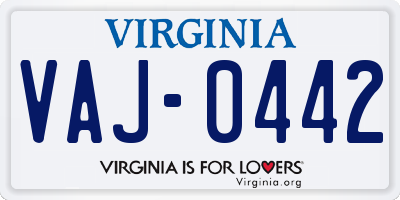 VA license plate VAJ0442