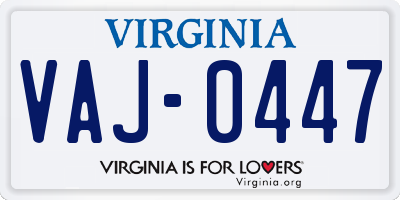 VA license plate VAJ0447