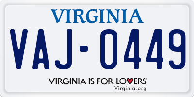 VA license plate VAJ0449