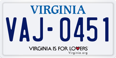 VA license plate VAJ0451