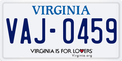 VA license plate VAJ0459