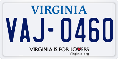 VA license plate VAJ0460
