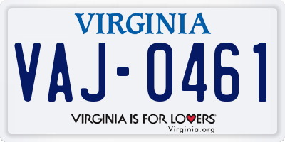 VA license plate VAJ0461
