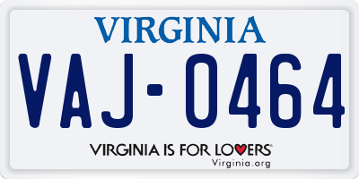 VA license plate VAJ0464