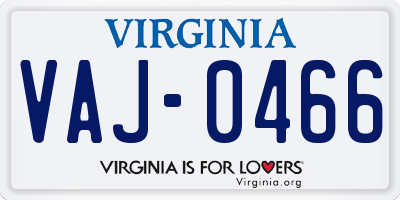 VA license plate VAJ0466