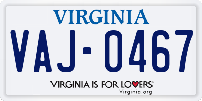 VA license plate VAJ0467
