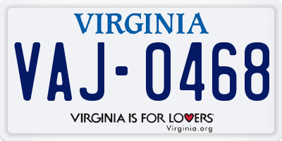 VA license plate VAJ0468