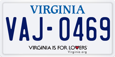 VA license plate VAJ0469