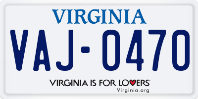 VA license plate VAJ0470