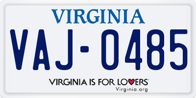 VA license plate VAJ0485